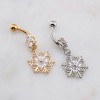 MULTI CZ DANGLE FLOWER SNOW FLAKE DANGLE BELLY BUTTON NAVEL RING 316L SURGICAL STEEL 